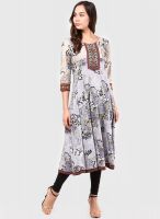 Rain & Rainbow Grey Printed Anarkali