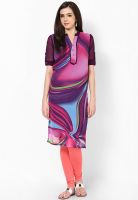 Raindrops Purple Graphic Print Georgette Kurta