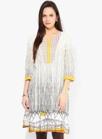 Rangmanch By Pantaloons Off White Printed Kurta