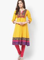 Rangriti Cotton Yellow Kurta