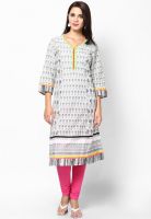 Rangriti White Embroidered Kurtis