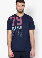 Reebok Blue Printed Round Neck T-Shirts