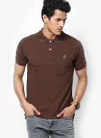 Riot Jeans Brown Solid Polo T-Shirts