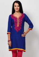 Riya Blue Embroidered Kurtis