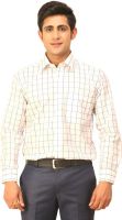 Seven Days Men's Checkered Formal White, Blue Shirt
