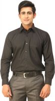 Seven Days Men's Striped Formal Black Shirt