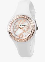 Sonata Fashion Fibre 8994Pp01 White / Rose Gold Analog Watch