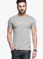 Tinted Grey Solid Round Neck T-Shirts