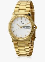 Titan Ne390Ym06 Gold/White Analog Watch