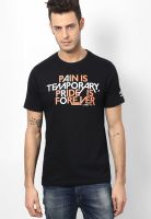 Umbro Black Printed Round Neck T-Shirts