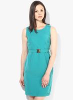 Van Heusen Green Colored Solid Shift Dress