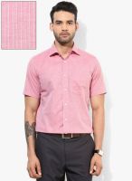 Van Heusen Peach Striped Slim Fit Formal Shirt