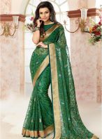 Vishal Green Embroidered Saree