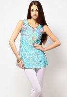 W Blue Printed Kurtis