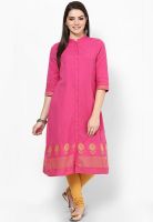 W Pink Solid Kurtis