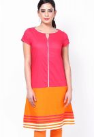 W Pink Solid Kurtis