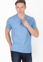 Wilkins & Tuscany Blue Solid Henley T-Shirts