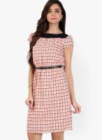 109F Peach Colored Printed Skater Dress