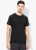 Adidas Black Solid Round Neck T-Shirts