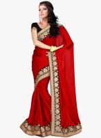 Aesha Red Color Embroidered Saree