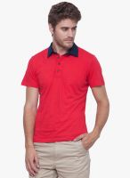 Alley Men Red Solid Polo T-Shirt
