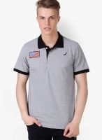 American Crew Grey Solid Polo T-Shirts