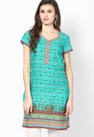 Aurelia Aqua Printed Kurtis