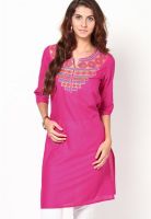 Aurelia Fuchsia Solid Kurtis