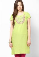 Aurelia Green Solid Kurtis