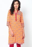 Aurelia Orange Printed Kurtis