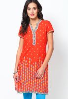 Aurelia Orange Printed Kurtis