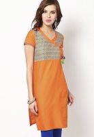 Aurelia Orange Solid Kurtis