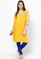 Aurelia Yellow Solid Kurtis