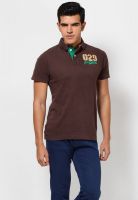 Basics Brown Solid Polo T-Shirts