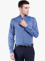 Black Coffee Blue Solid Slim Fit Formal Shirt