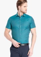 Black Coffee Green Slim Fit Formal Shirt