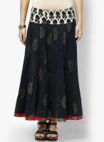 Bohemyan Blue Black Flared Skirt