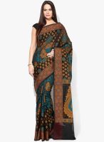 Bunkar Black Printed Cotton Blend Saree