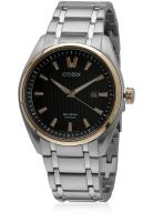 CITIZEN Eco-Drive Aw1245-53E Silver/Black Analog Watch