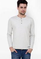 Camino Off White Solid Henley T-Shirt