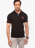 Cult Fiction Black Solid Polo T-Shirts
