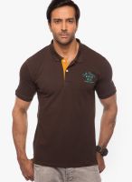 Cult Fiction Brown Solid Polo T-Shirts
