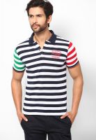 Duke Navy Blue Striped Polo T-Shirts