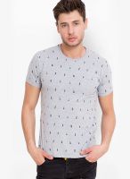 Elaborado Grey Printed Round Neck T-Shirts