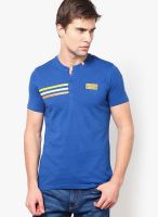 FREECULTR Navy Blue Solid Henley T-Shirts