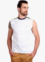 Fitz White Solid Round Neck T-Shirt
