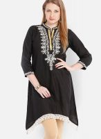 Folklore Black Embroidered Kurtas