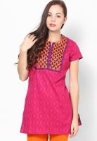 G Fuchsia Embroidered Kurtis