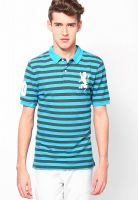 Giordano Light Blue Striped Polo T-Shirt