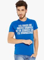 Globus Blue Printed Round Neck T-Shirt